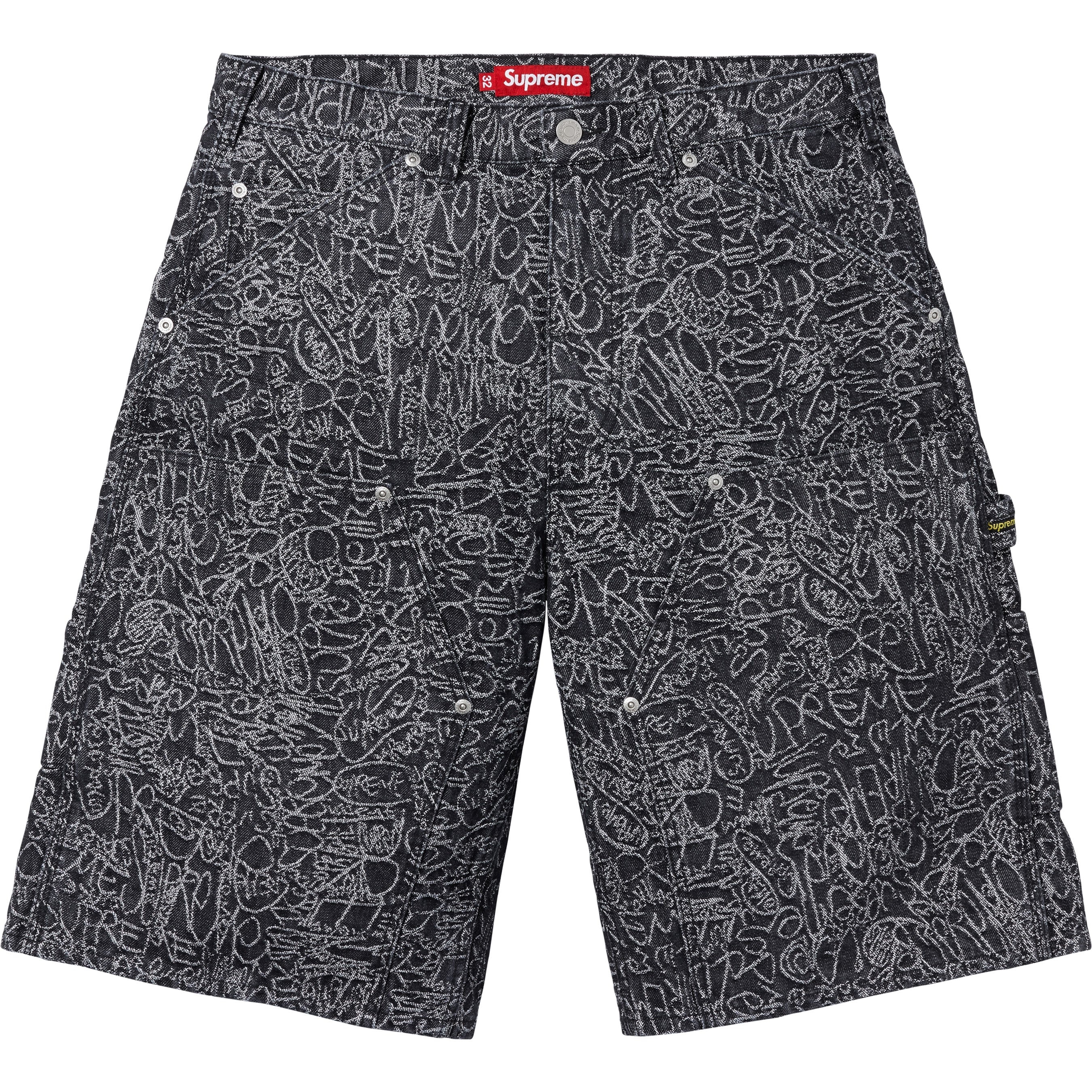Handwriting Double Knee Denim Short view 6